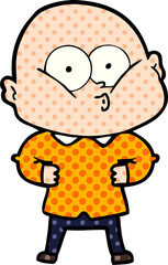 cartoon bald man staring