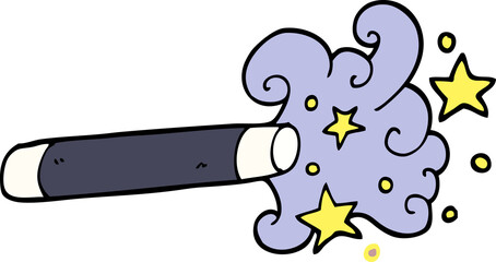 hand drawn doodle style cartoon magician wand