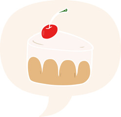 cartoon tasty dessert with speech bubble in retro style
