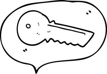 freehand drawn speech bubble cartoon door key