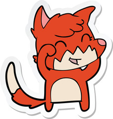 sticker of a happy cartoon fox