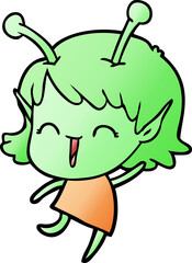 cartoon alien girl laughing