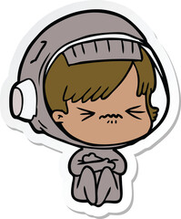 sticker of a cartoon astronaut woman