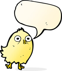 funny cartoon bird with speech bubble