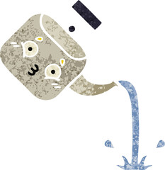 retro illustration style cartoon of a pouring kettle