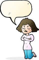 cartoon annoyed woman with speech bubble