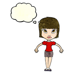 cartoon pretty woman with thought bubble