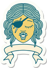 sticker of a orc rogue character face with banner