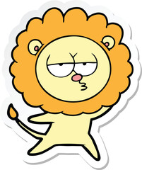 sticker of a cartoon bored lion