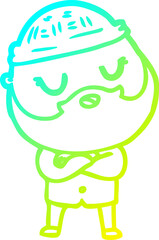 cold gradient line drawing of a cartoon man with beard