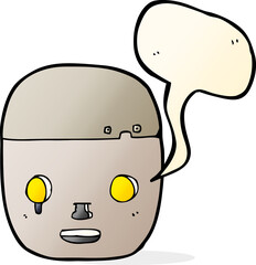 cartoon robot head with speech bubble