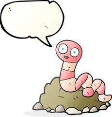 freehand drawn speech bubble cartoon earthworm