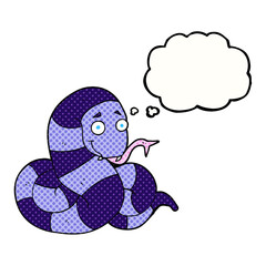 freehand drawn thought bubble cartoon snake