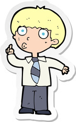 sticker of a cartoon school boy with question