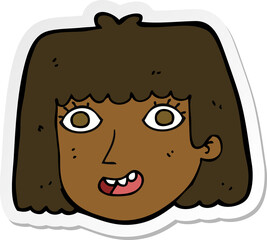 sticker of a cartoon happy female face