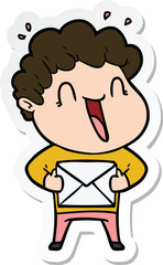 sticker of a cartoon happy man