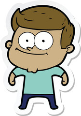 sticker of a cartoon happy man