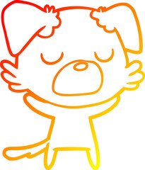 warm gradient line drawing of a cartoon dog