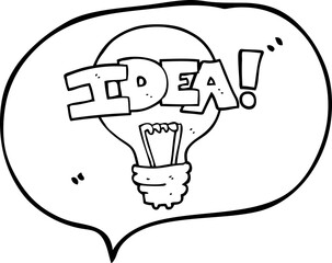freehand drawn speech bubble cartoon idea light bulb symbol