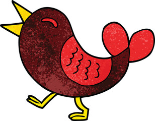 cartoon doodle red bird
