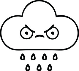line drawing cartoon of a rain cloud