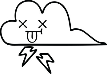 line drawing cartoon of a storm cloud