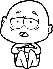 cartoon tired bald man