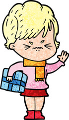 cartoon frustrated woman