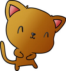 gradient cartoon illustration of cute kawaii cat