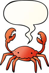 cartoon crab with speech bubble in smooth gradient style