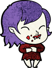 cartoon vampire girl with blood on cheek
