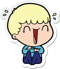 Obraz premium sticker of a laughing cartoon man
