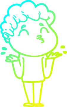 recommend clip art: cold gradient line drawing of a cartoon man shrugging