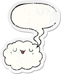 cartoon cloud with speech bubble distressed distressed old sticker