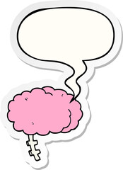 cartoon brain with speech bubble sticker
