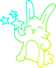 cold gradient line drawing of a cartoon happy bunny