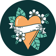 iconic tattoo style image of a heart and banner