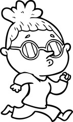 cartoon woman wearing glasses