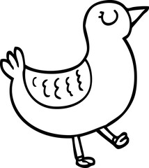 black and white cartoon bird