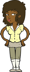 cartoon pretty woman with hands on hips