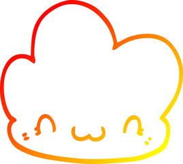 warm gradient line drawing of a cartoon cloud