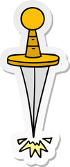 hand drawn sticker cartoon doodle of a small dagger
