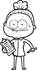 cartoon happy old woman