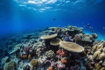Naklejka na ściany i meble The stunning ocean teemed with diverse marine life. Generative AI