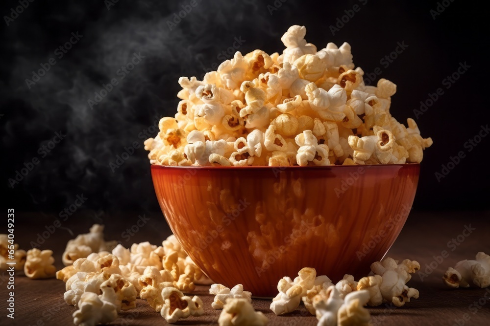 Aufkleber appetizing popcorn. background with selective focus and copy space