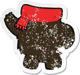 retro distressed sticker of a cartoon black bear body