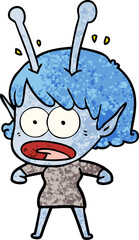 cartoon shocked alien girl