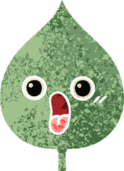 retro illustration style cartoon of a expressional leaf