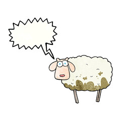 freehand speech bubble textured cartoon muddy sheep