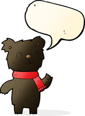 cartoon cute black bear cub with speech bubble